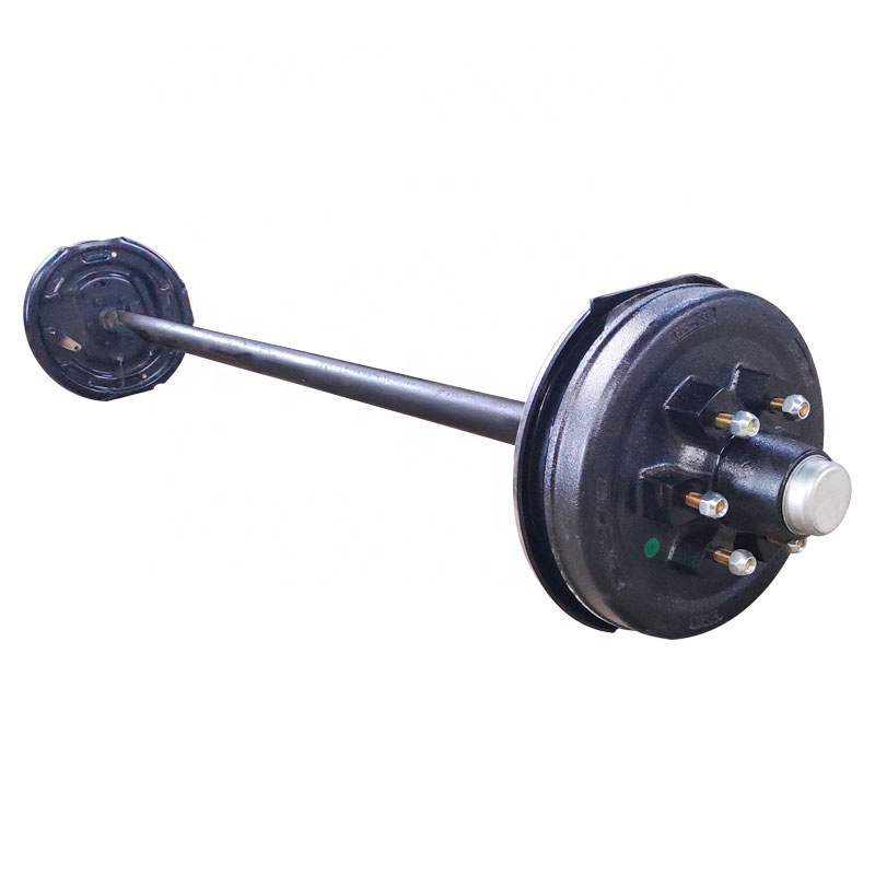 6000lbs Round Solid Utility Trailer Axle Assembly with 12 inch Hub Drum Electric Brake